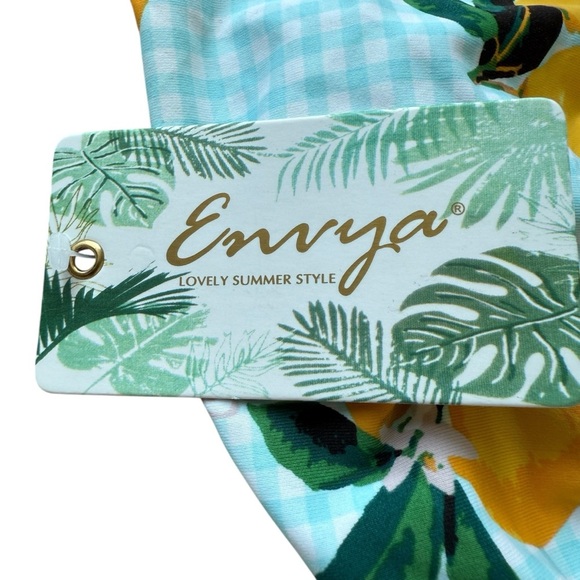 NWT! Envya Women's Lemon Print Off-Shoulder Bikini Size L High-Waisted 2 Pc - Picture 6 of 13